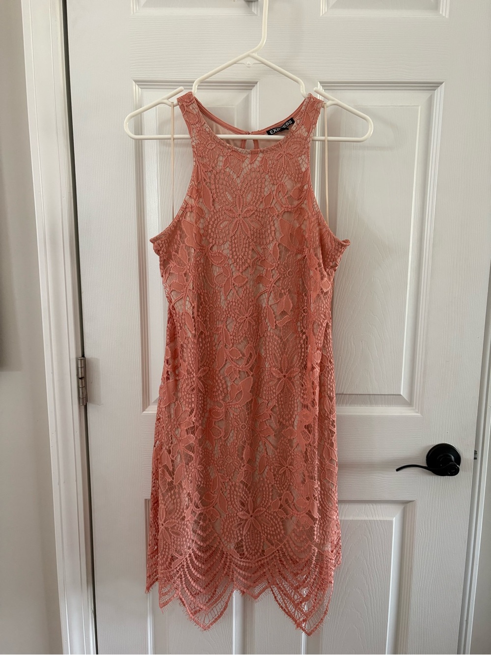 Express Coral Lace Midi Dress